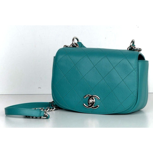 Chanel Stitched Covered CC Flap Mini Bag in Quilted Turquoise Calfskin 2017 E-5