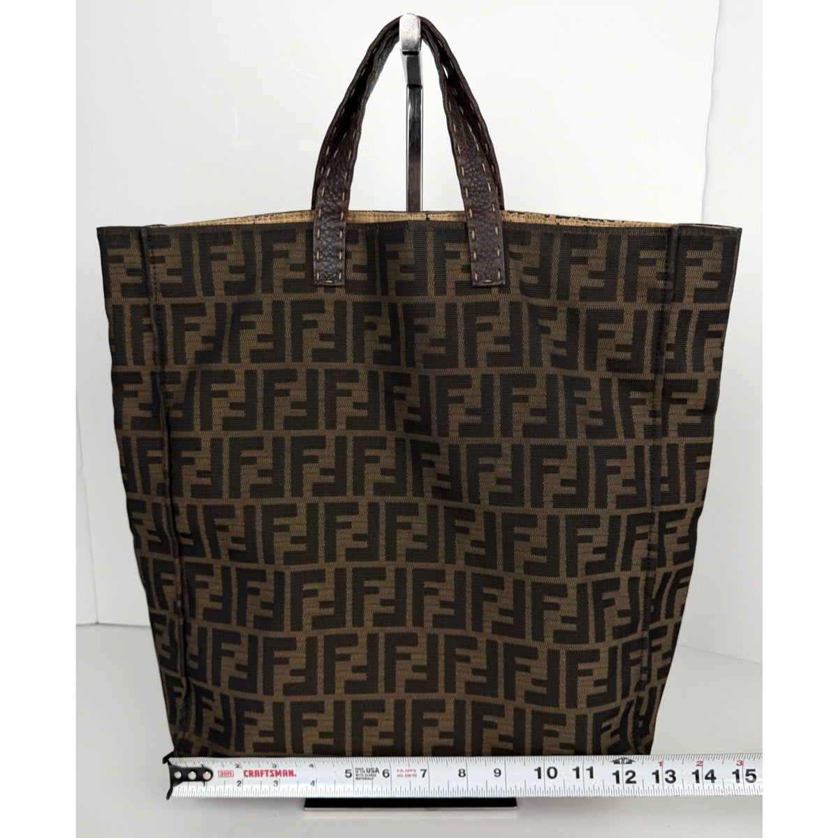 Fendi Zucca Tote Top Handles Bag in Brown Canvas "FF "Monogram S-09