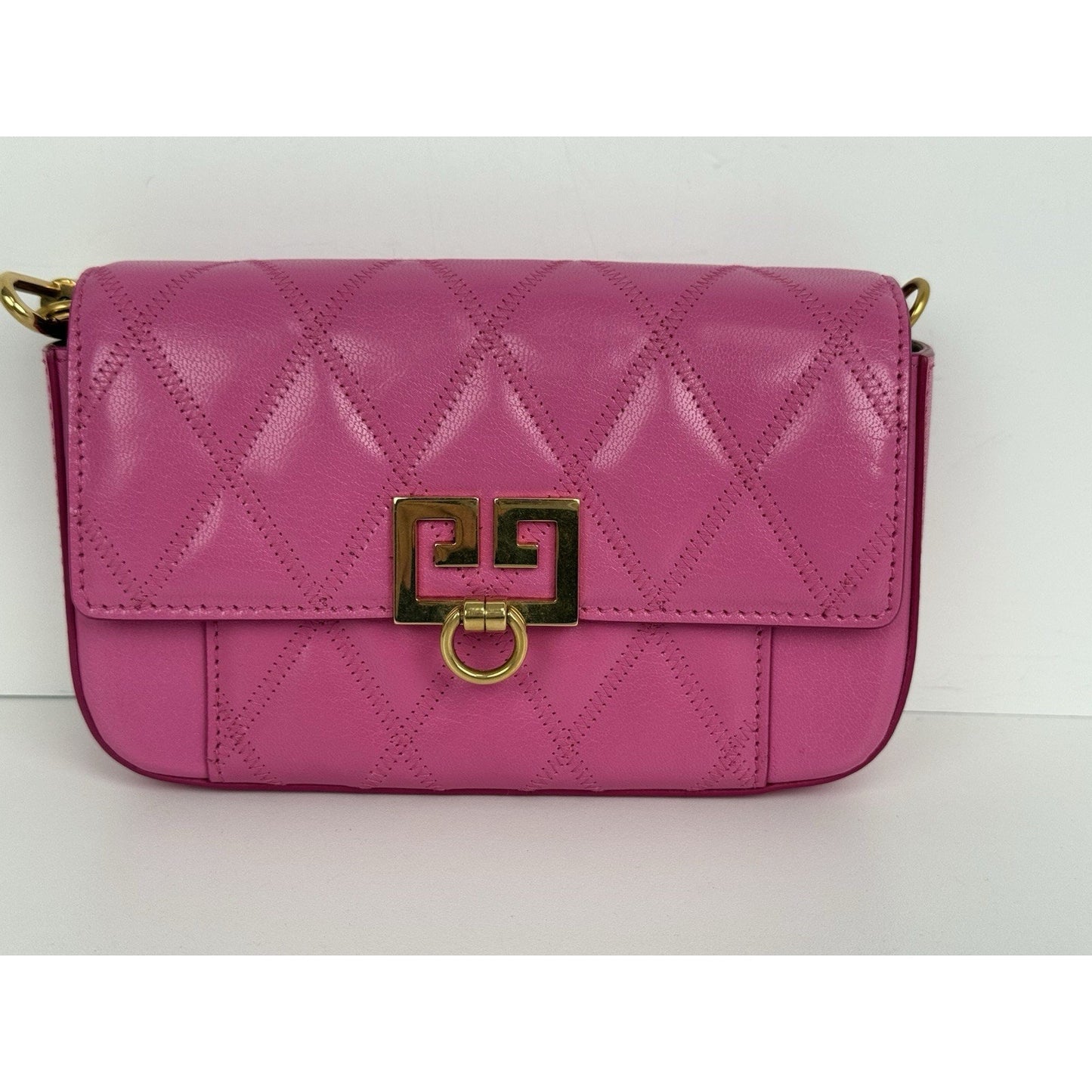 Givenchy Quilted Goatskin GV3 Mini Pocket Convertible Bag Pink w Gold Hardware