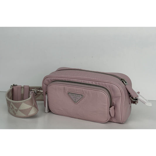 Prada Nappa Antique Leather Bandoliera Shoulder Bag in Pink C9