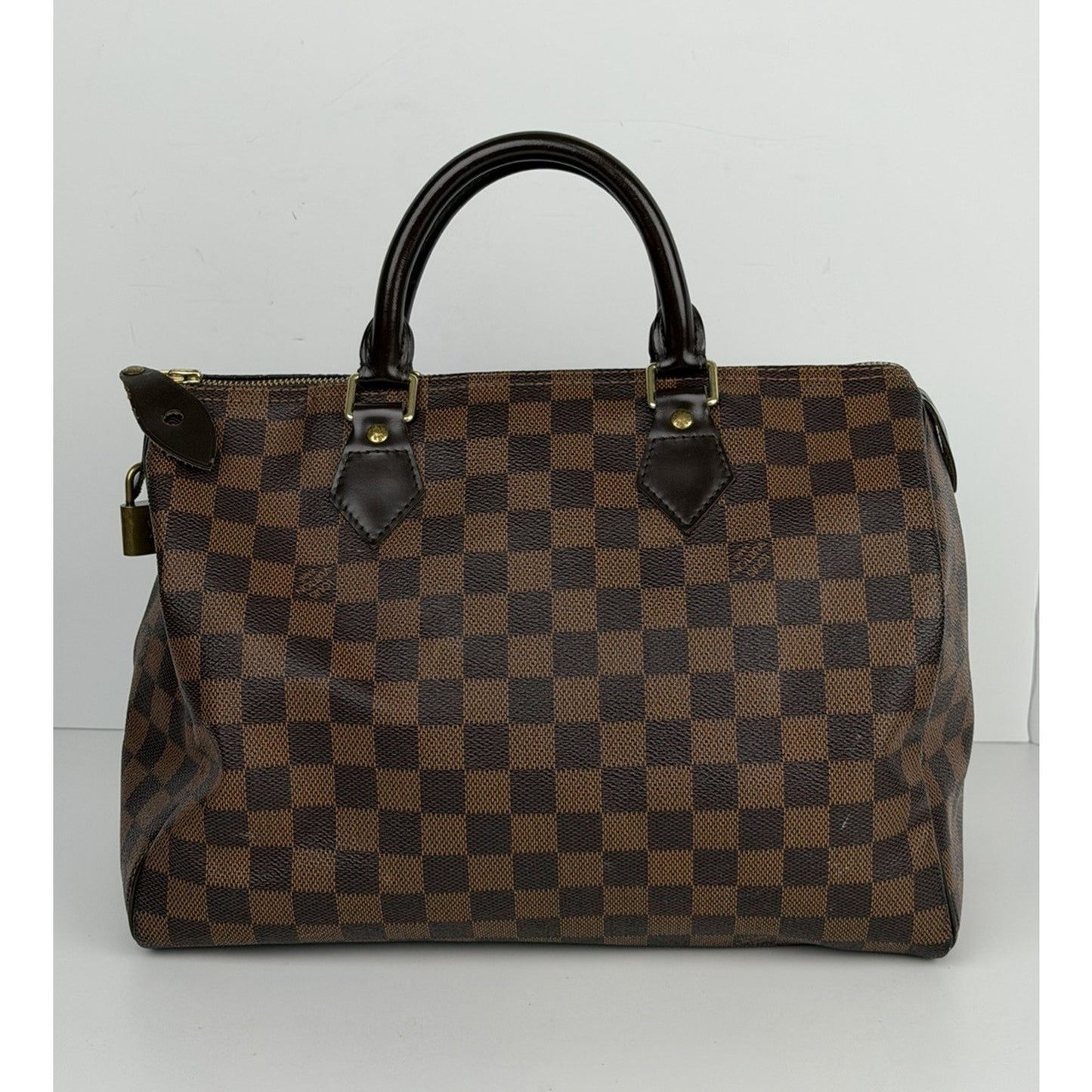 Louis Vuitton Speedy Shoulder Bag 30 Damier Ebene Canvas & Red Interior 2011 S22