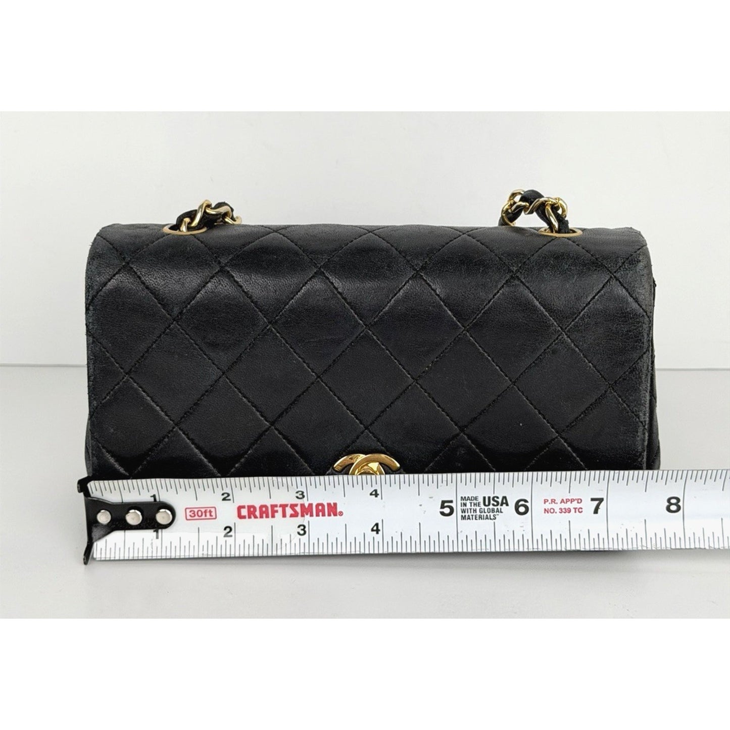 Chanel Mini Single Flap Bag Black Quilted Lambskin Leather 1989-1991 U2