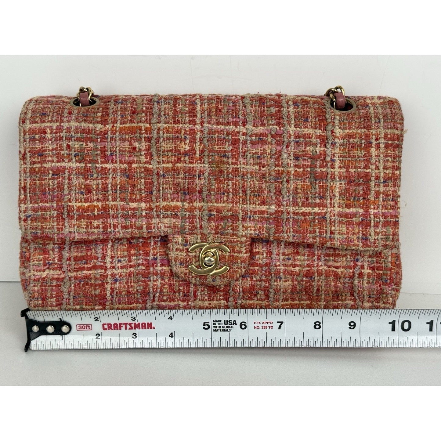 Chanel Classic Medium Multicolor Tweed Double Flap Shoulder Bag B-5