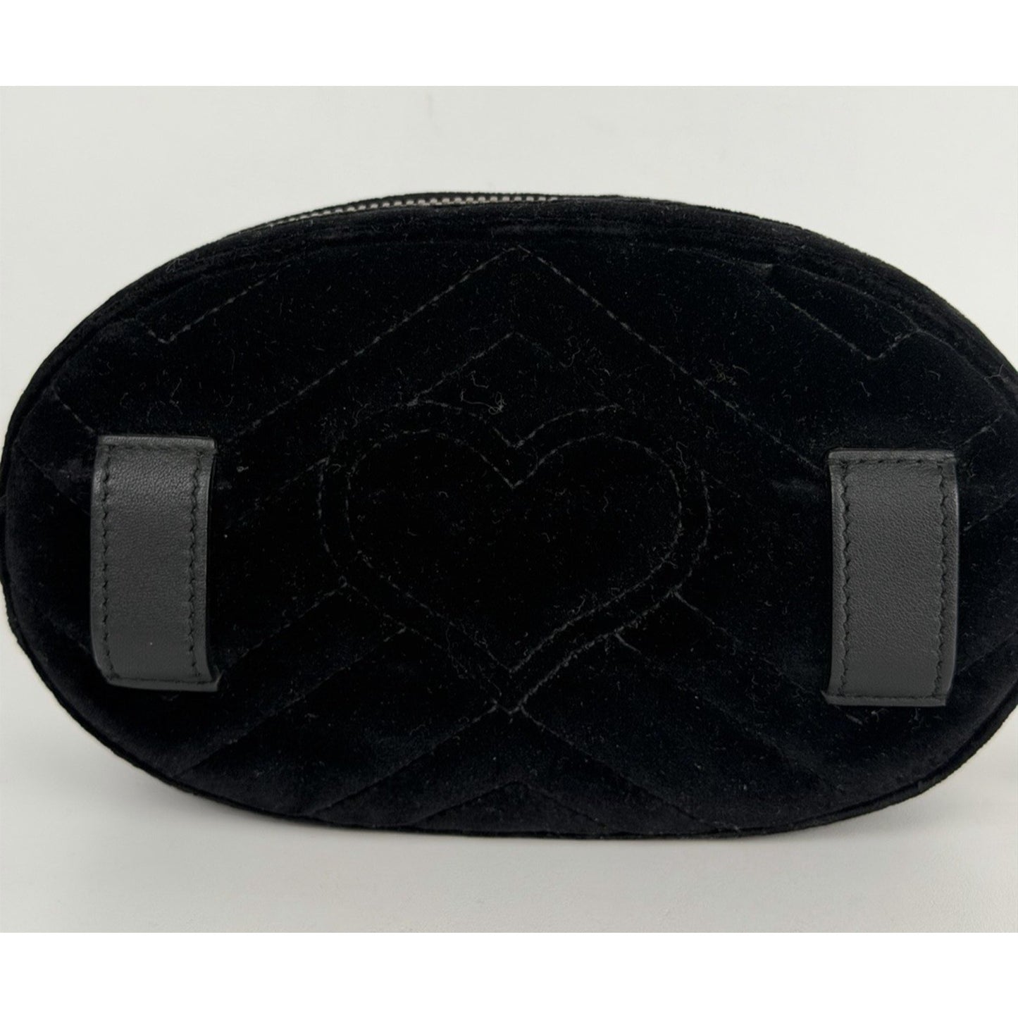Gucci GG Marmont Belt Bag Plush Black Matelasse Velvet & Gold-Tone Hardware S16