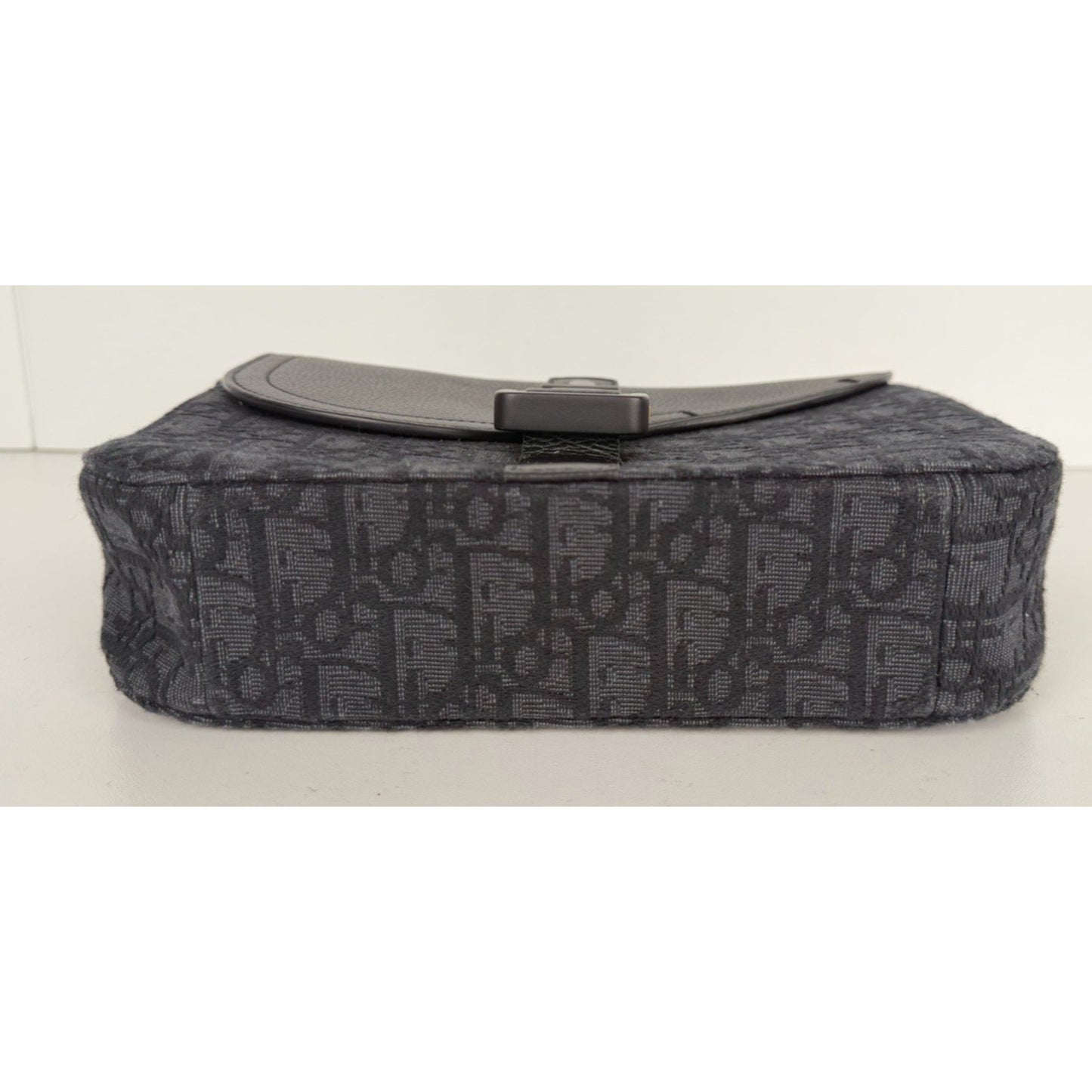 Christian Dior Saddle Messenger Small Bag in Black Jacquard with Leather Trim D9