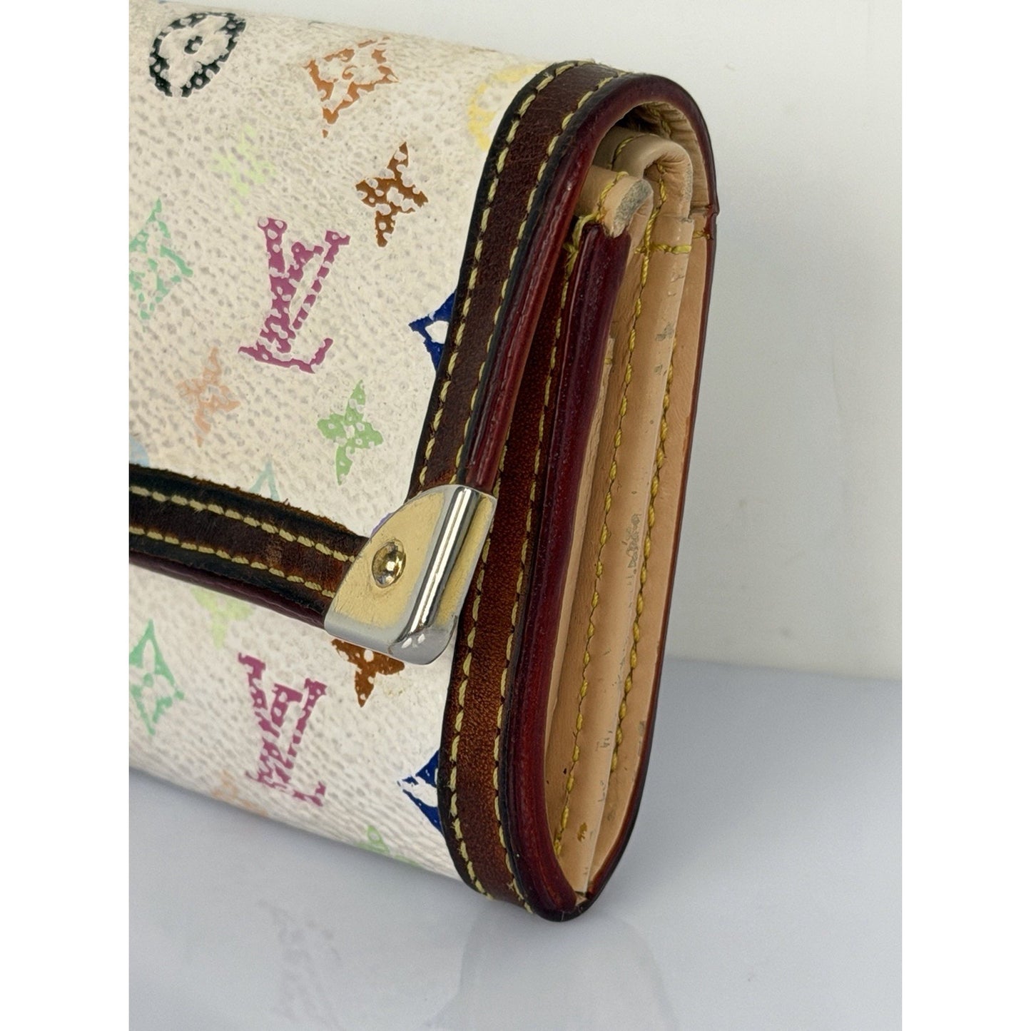 Louis Vuitton White Multicolor Porte-Monnaie Plat Coin Purse