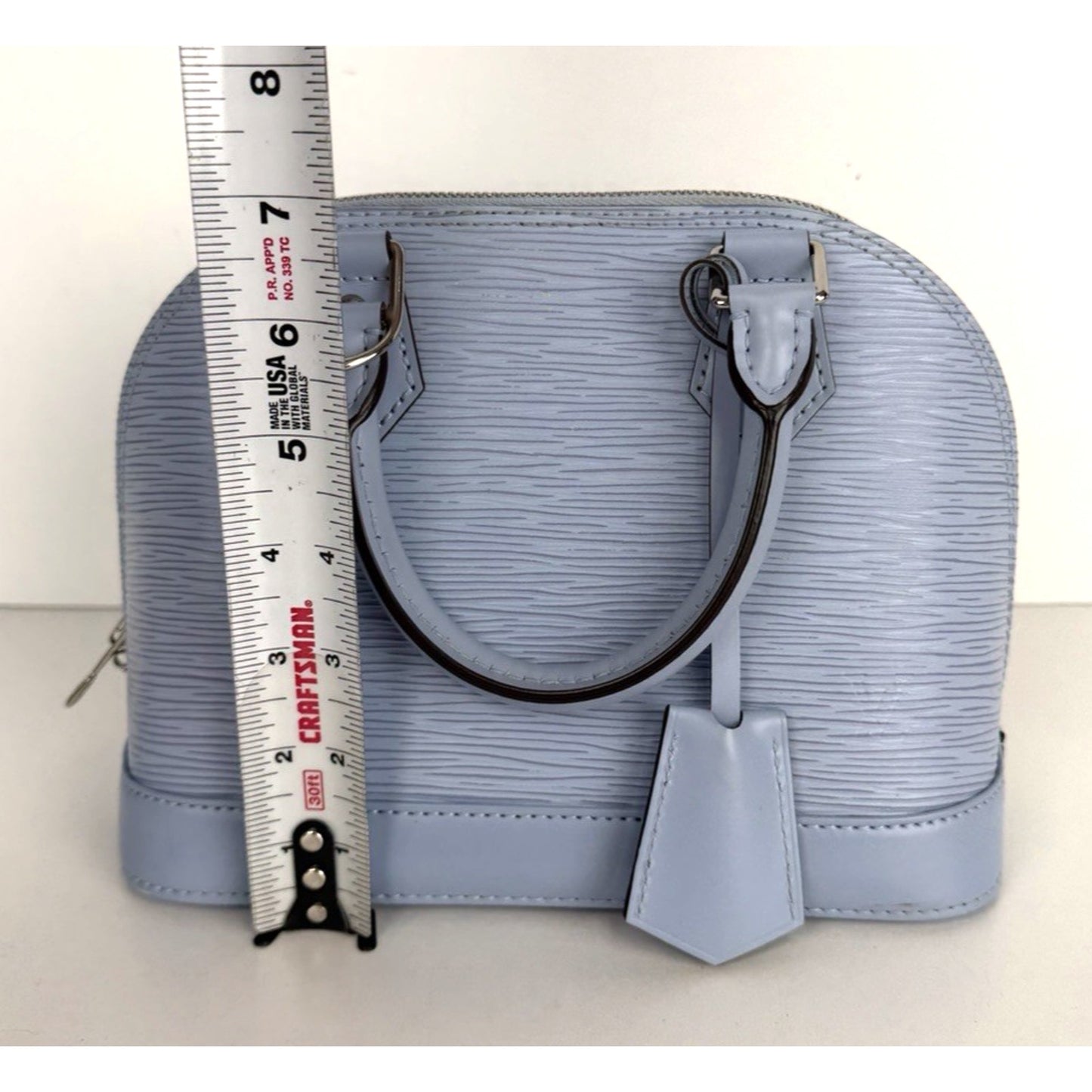 Louis Vuitton Epi Alma BB Bag in Textured Bleu Nuage Leather NFC D9