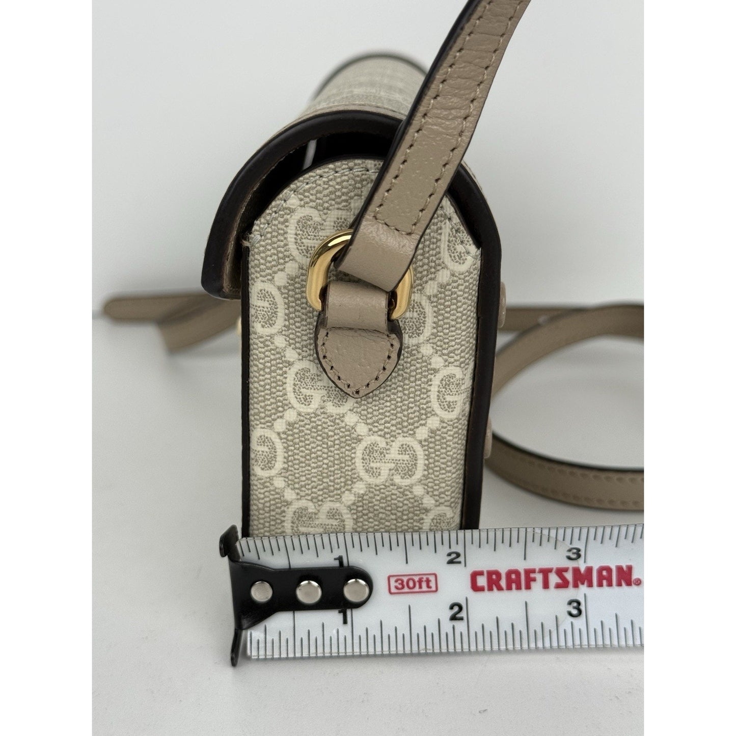 Gucci GG Supreme Monogram Textured Dollar Calfskin Horsebit Shoulder Bag