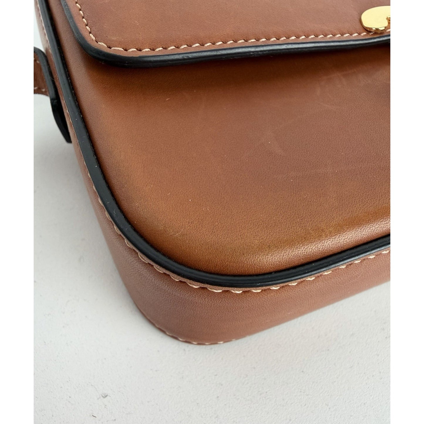 Celine Triomphe Claude Shoulder Bag in Natural Calfskin Leather Gold Hardware C5