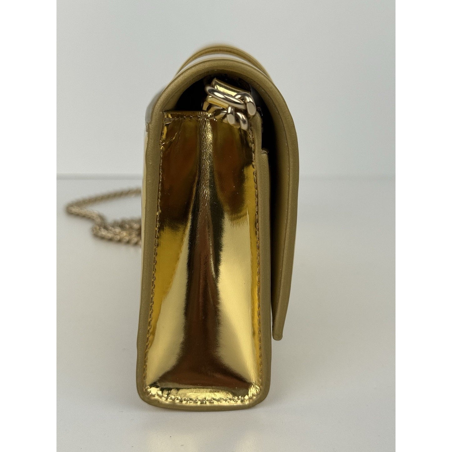 BALENCIAGA Hourglass Mirror Wallet On Chain Bag in Gold
