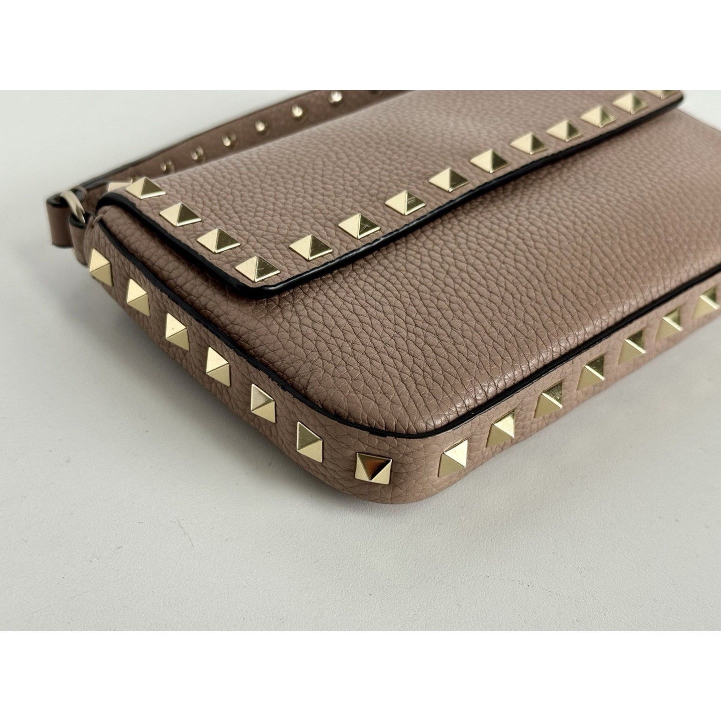 Valentino Rockstud Top Handle Mini Bag in Pastel Pink Grained Leather B-1