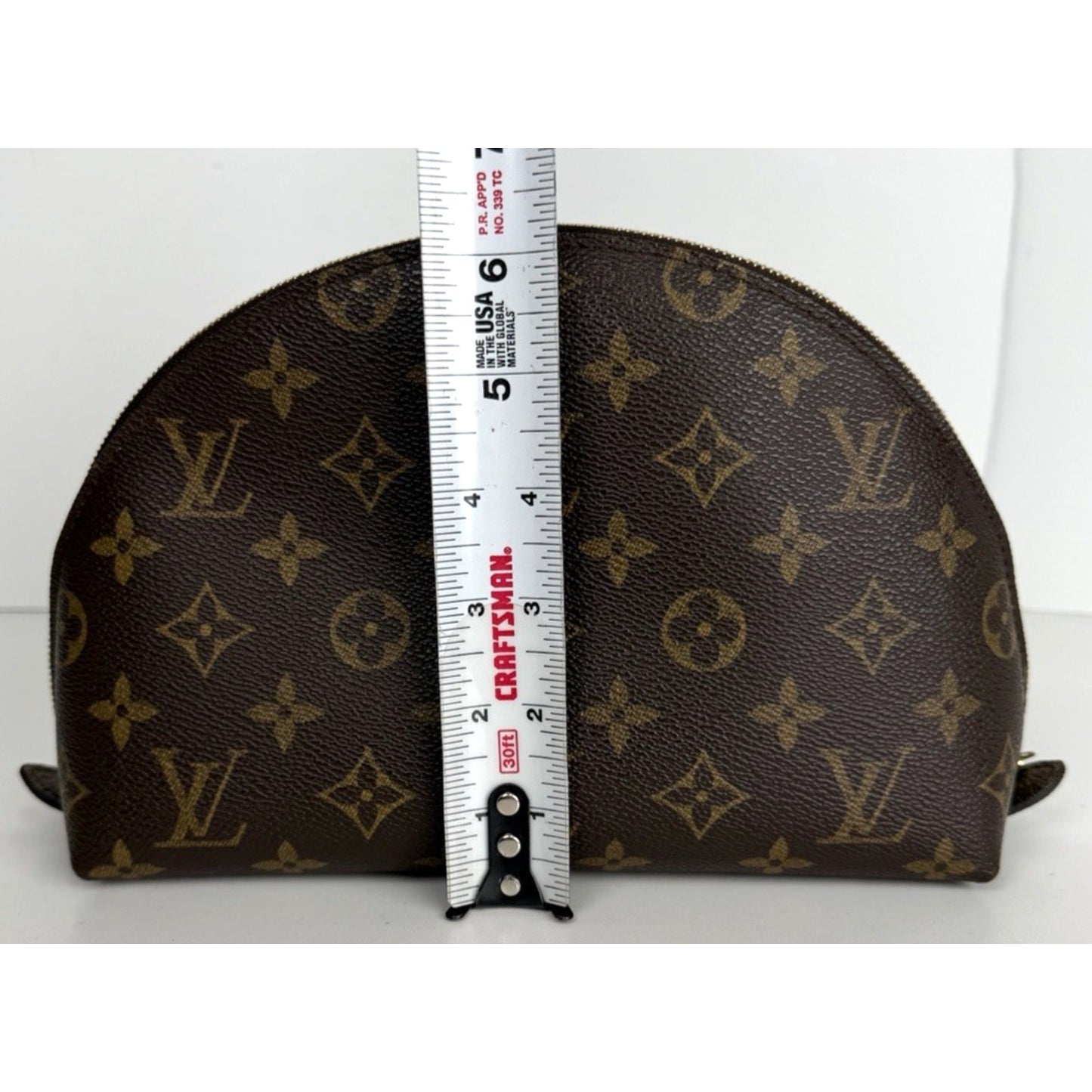 Louis Vuitton Monogram Trousse Demi Ronde Cosmetic Pouch Bag in Brown S07
