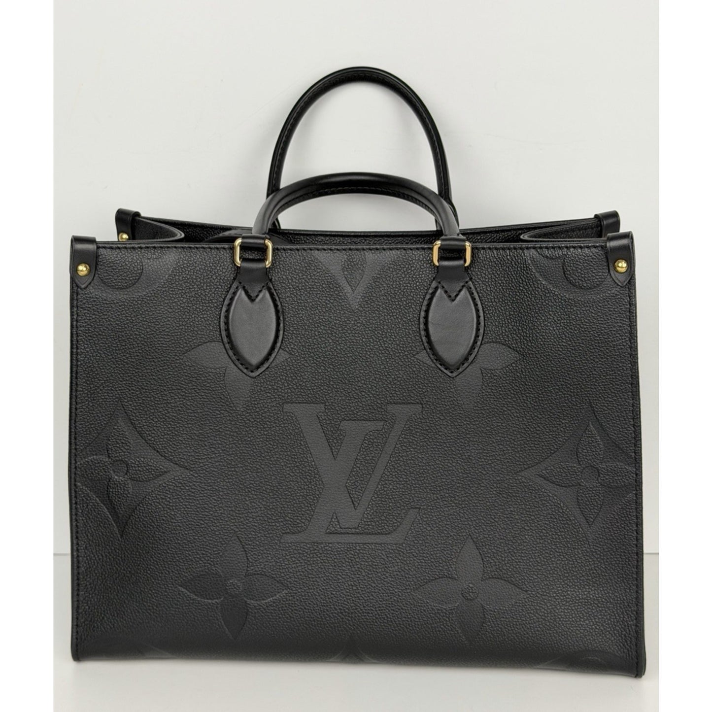 Louis Vuitton OnTheGo MM Tote Bag Black Monogram Empreinte Leather NFC C4
