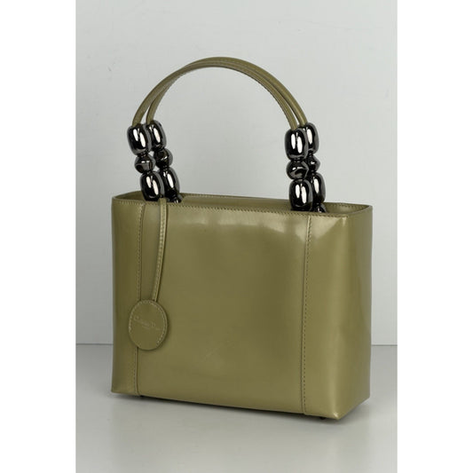 Christian Dior Malice Tote Bag Small Vintage Olive Green Patent Leather 2000 S
