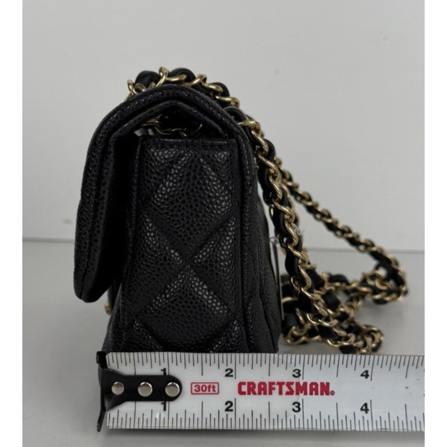 Chanel Quilted Mini Flap Bag in Black Grained Lambskin with Gold HW 2022 E8