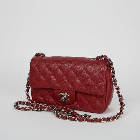 Chanel Classic Mini Rectangular Flap Bag in Red Caviar Leather 2013-2014 B4