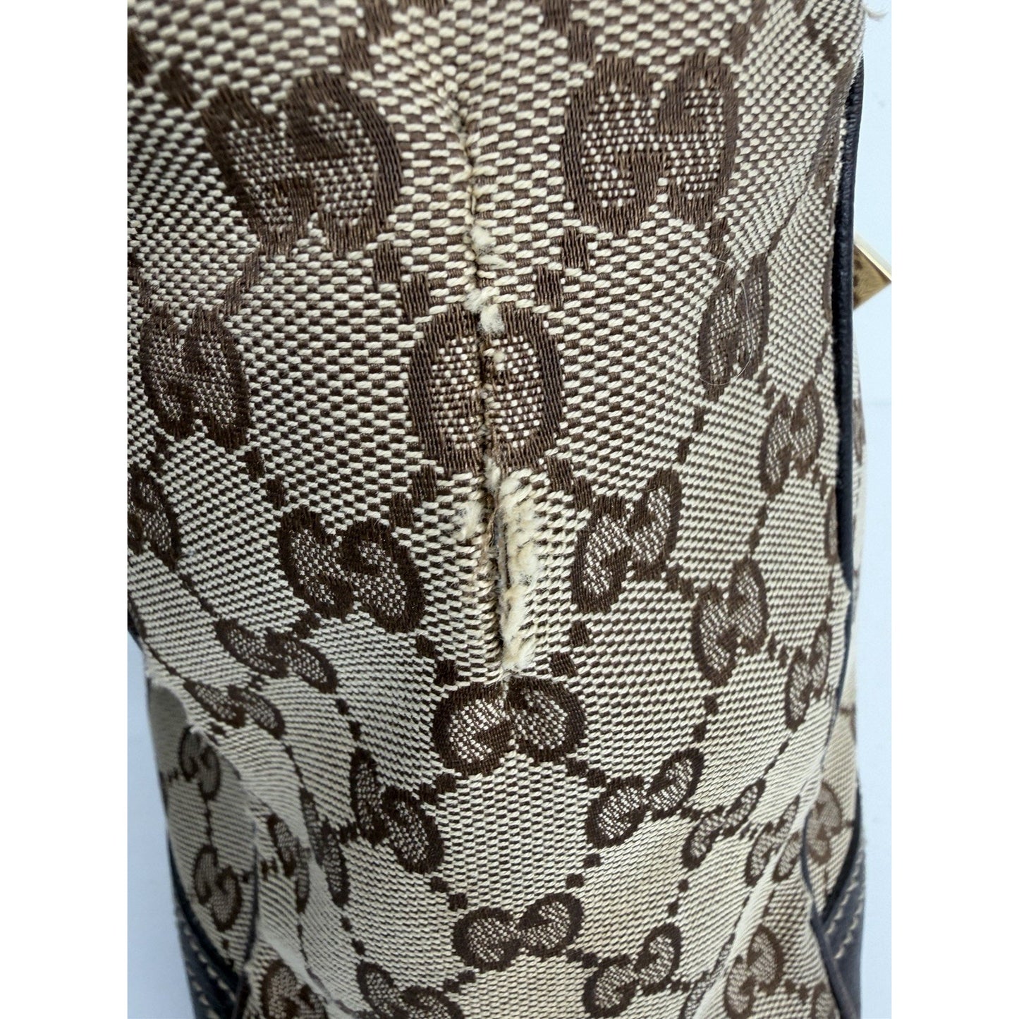 Gucci Medium Princy Tote Bag in GG Monogram Brown Canvas with Web Ribbon S18
