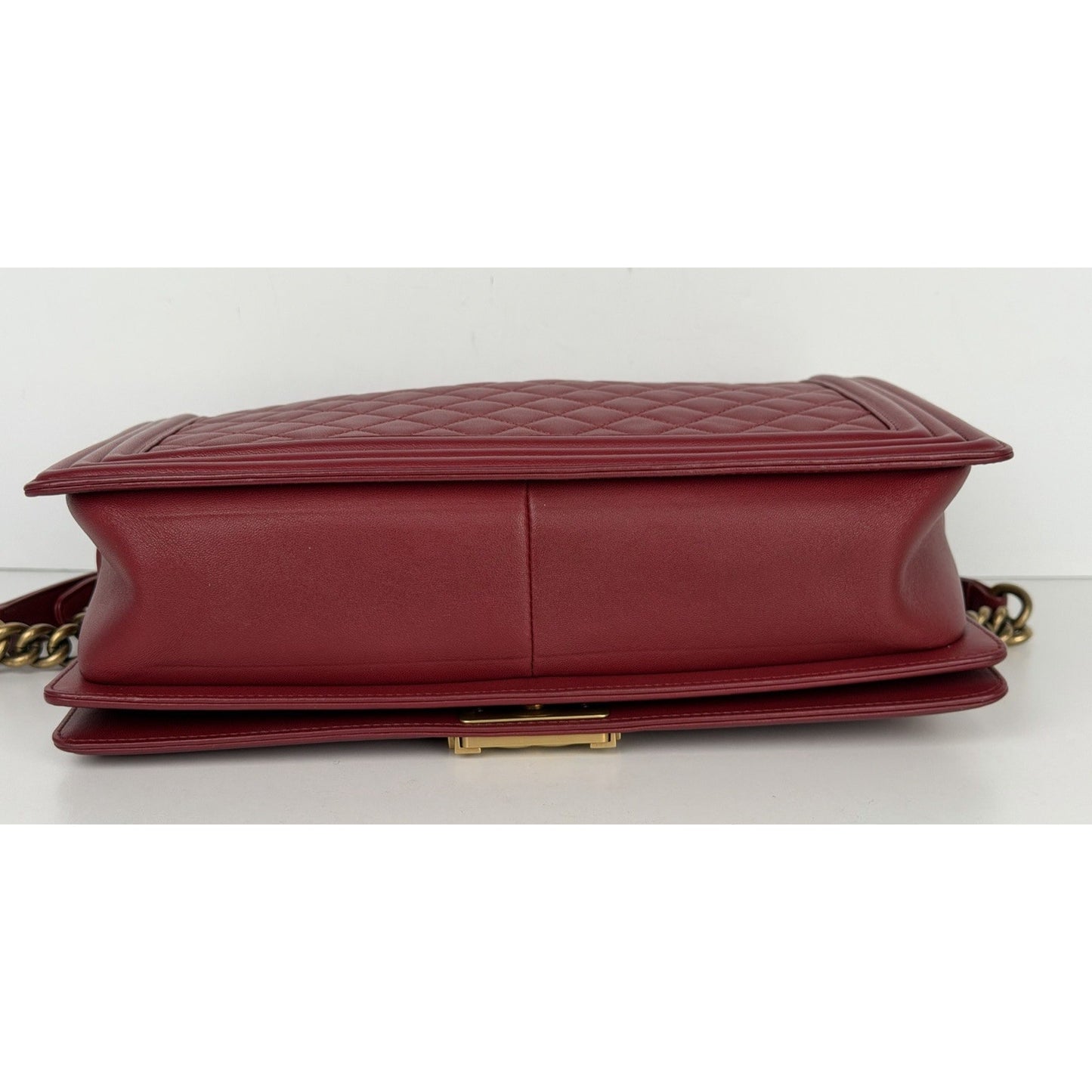 Chanel Boy Bag Large Red Leather & Aged Gold-Tone Hardware 2014 D8