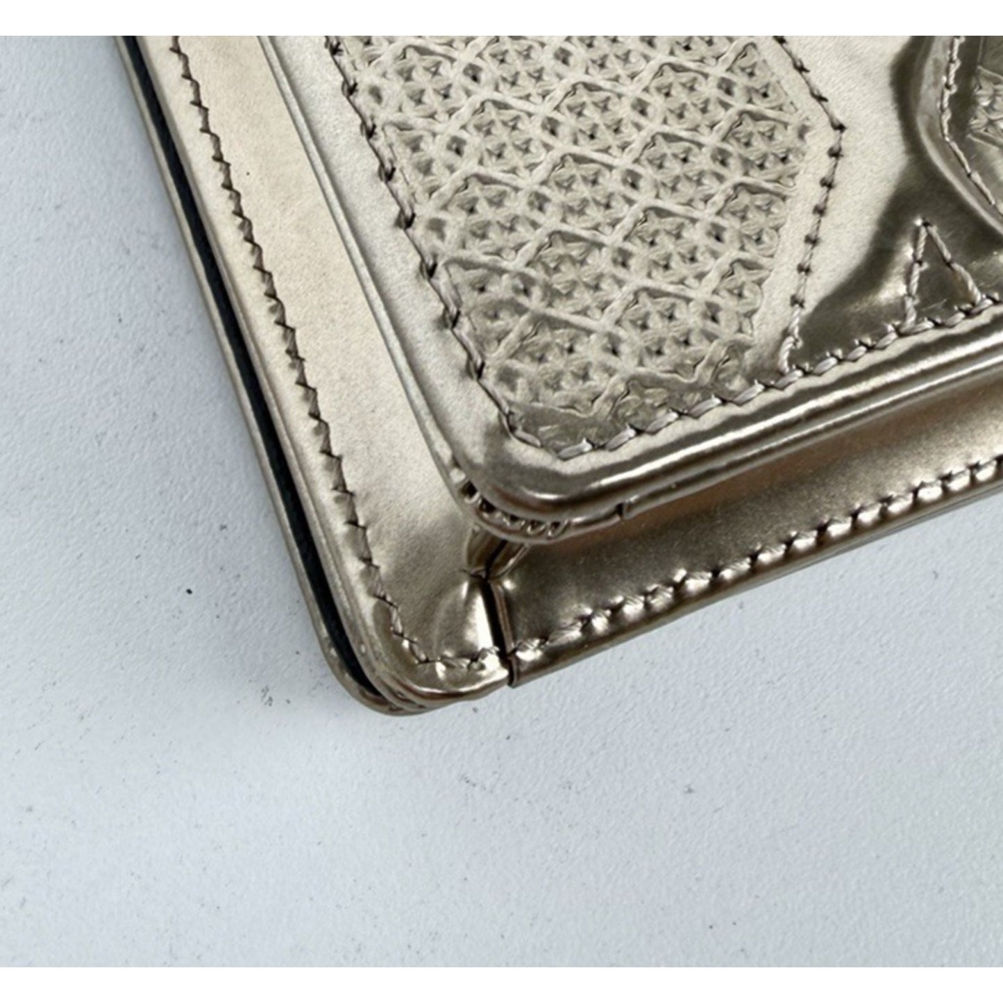 Christian Dior Cannage Diorama Small Wallet on Chain Bag in Metallic Gold S15
