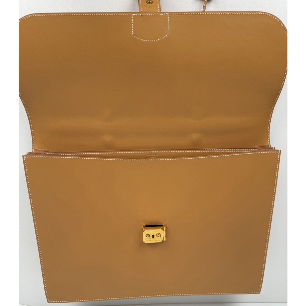 Hermes Sac a Depeches 41 Briefcase Bag in Gold Leather C-4
