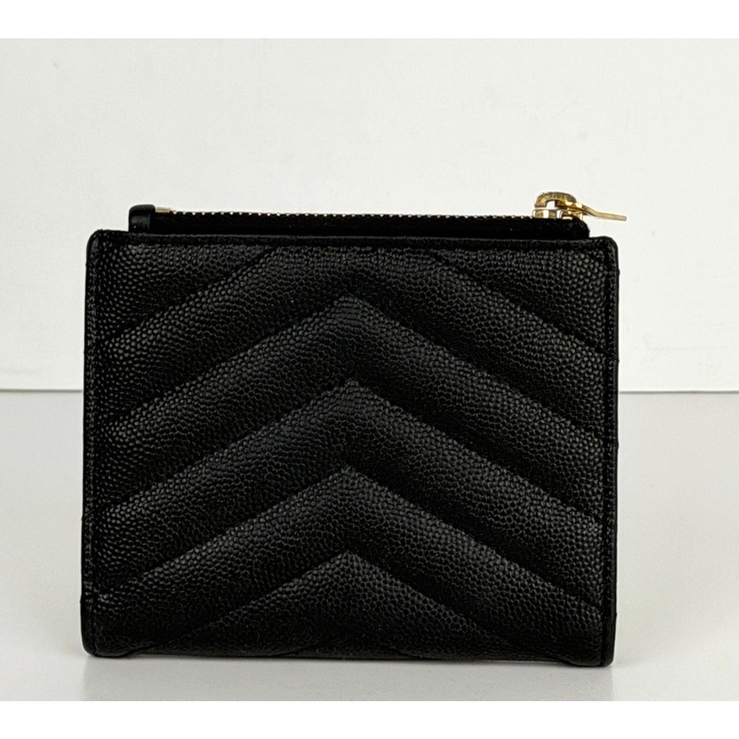 Saint Laurent Cassandre Quilted Grain De Poudre Leather Wallet in Black K3
