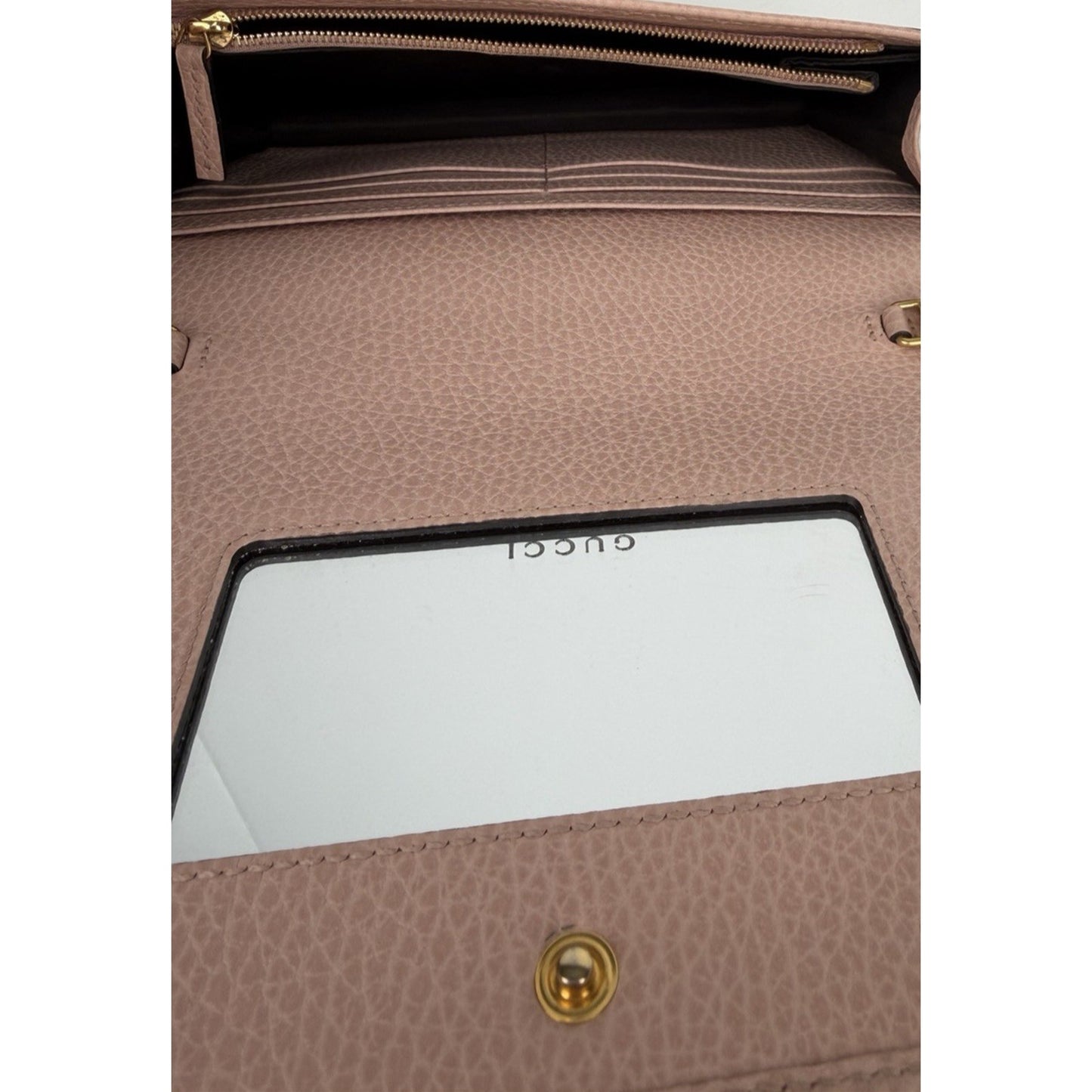 Gucci GG Marmont Leather Wallet on Chain Distinctive Quilted Pink Leather S07