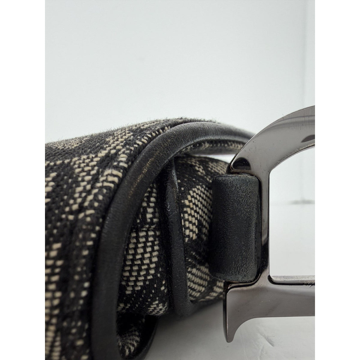 Christian Dior Double Saddle Medium Shoulder Bag in Black Monogram Canvas D1