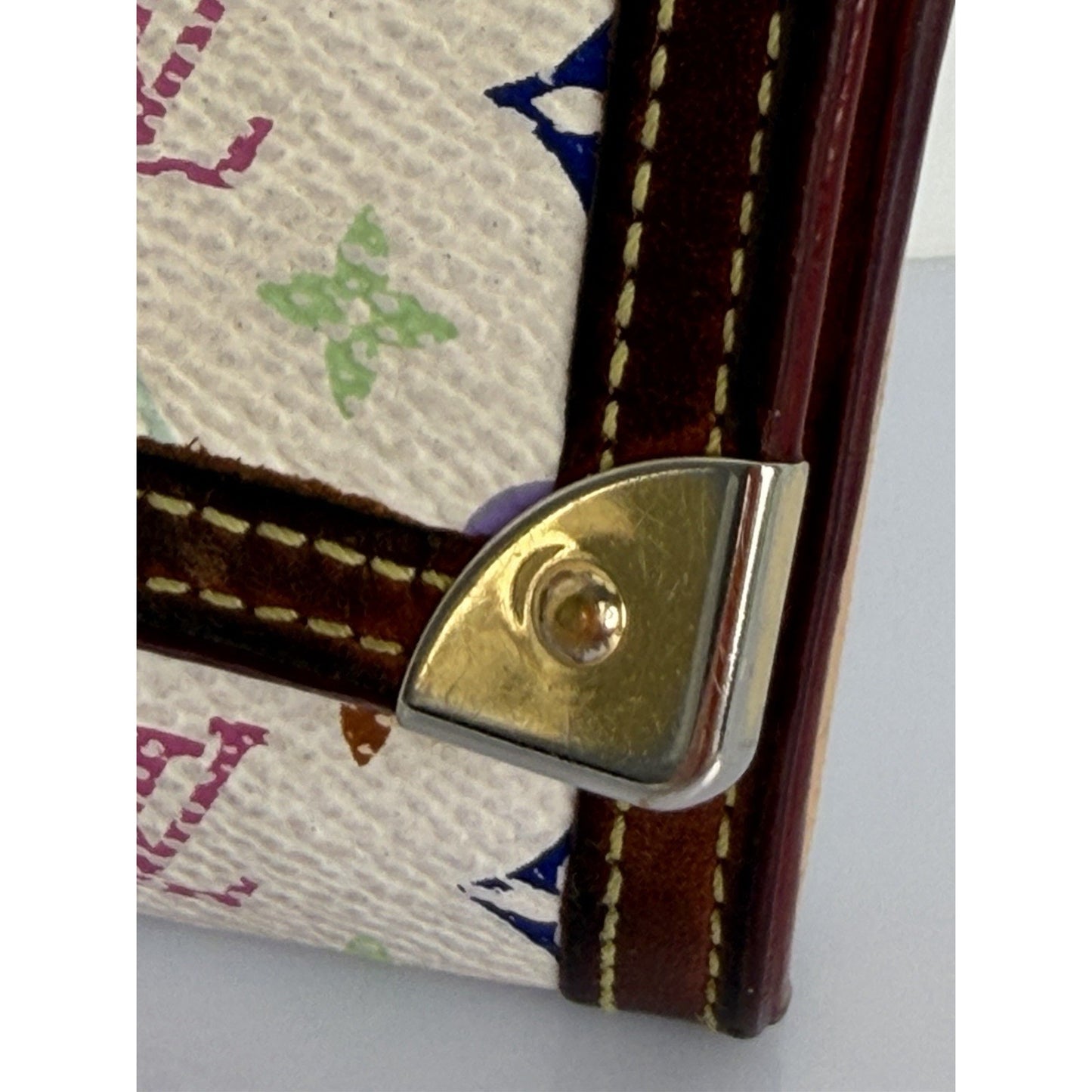 Louis Vuitton White Multicolor Porte-Monnaie Plat Coin Purse