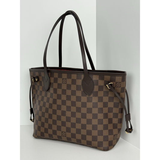 Louis Vuitton Neverfull PM Damier Ebene Canvas Tote Brown with Gold Hardware