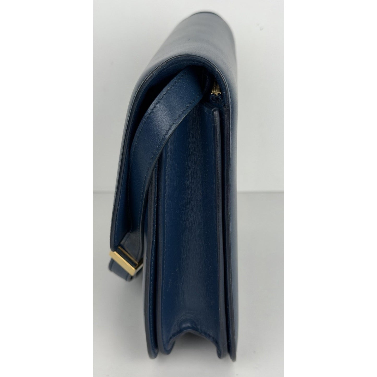Celine Classic Box Bag Medium Blue Calfskin Leather Gold-Tone Hardware R1