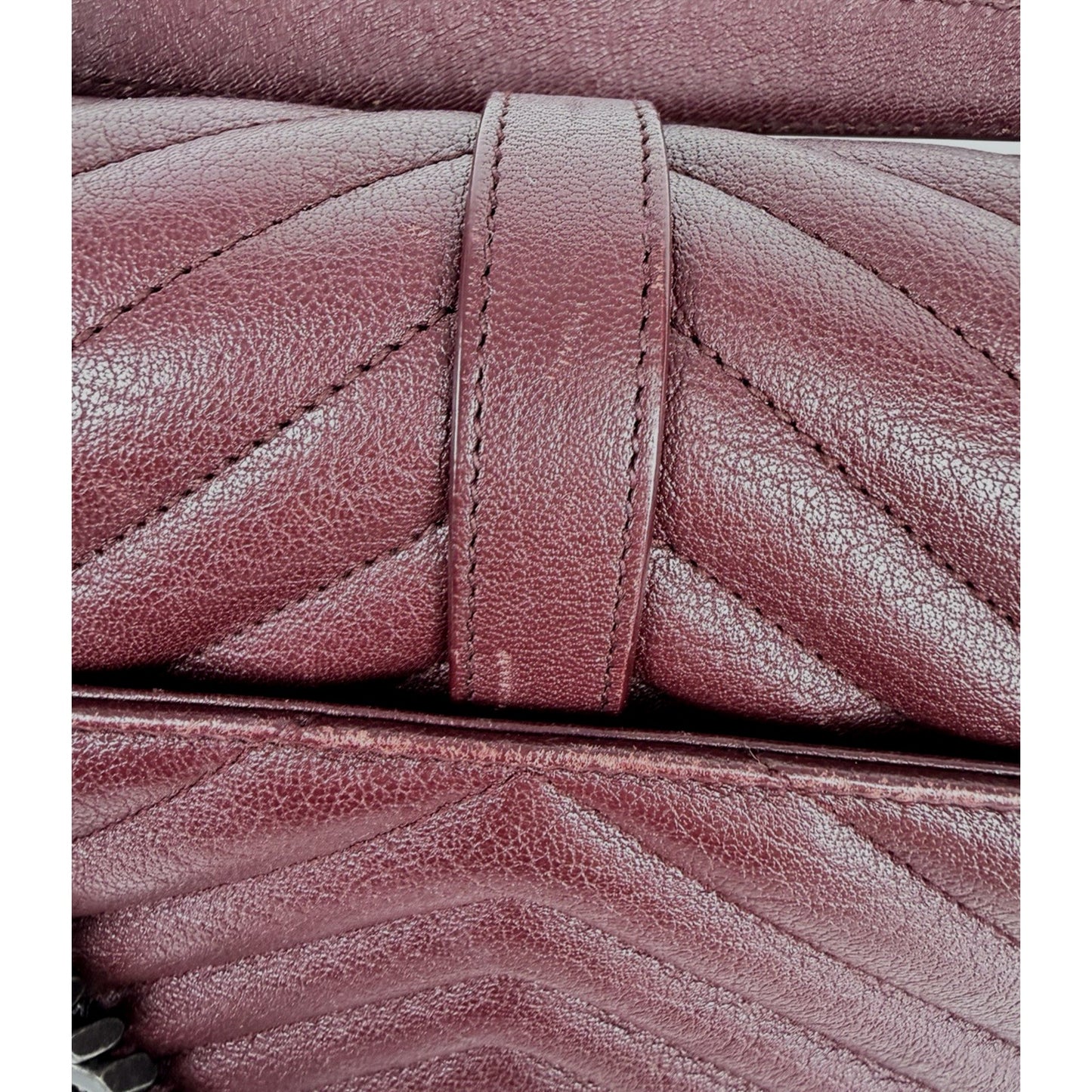 Saint Laurent Medium College Bag in Burgundy Quilted Leather D2