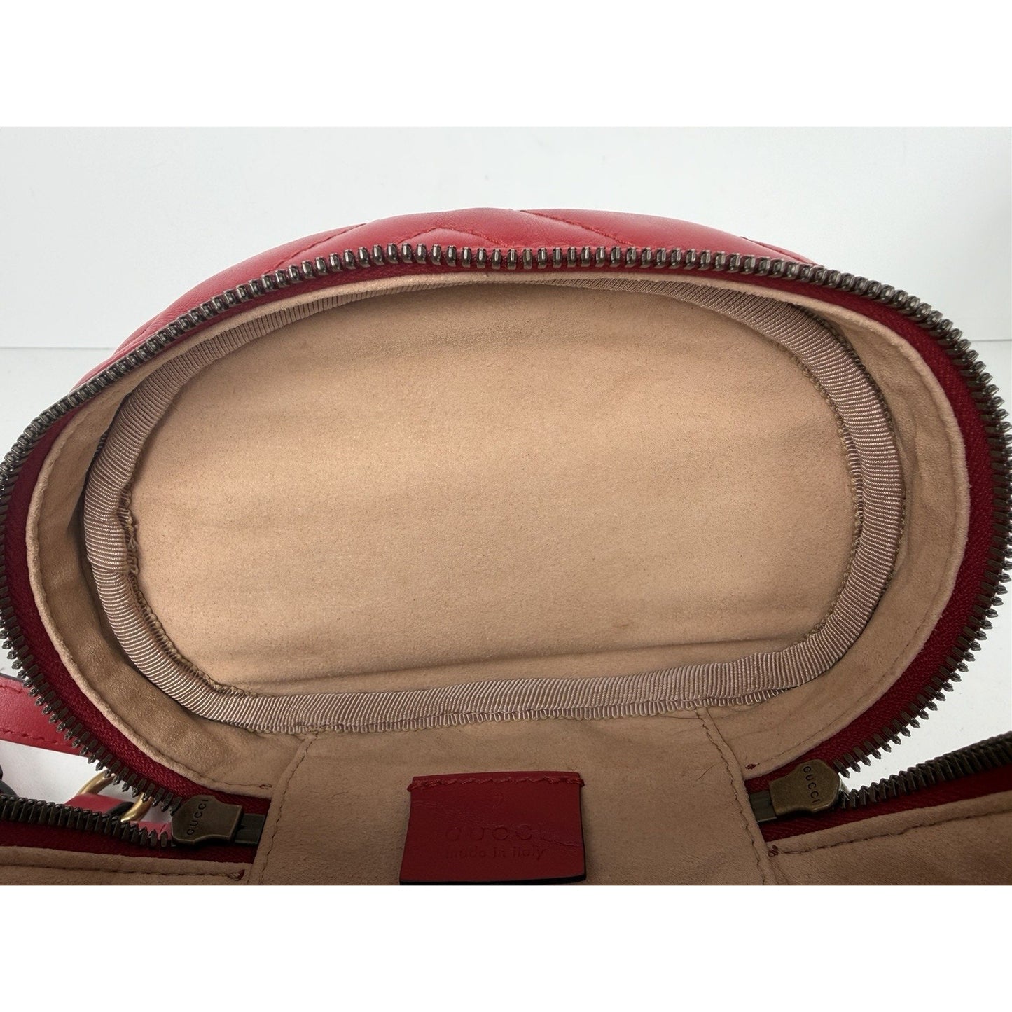 Gucci GG Marmont Mini Vanity Backpack in Red Chevron-Quilted Calfskin Leather S9