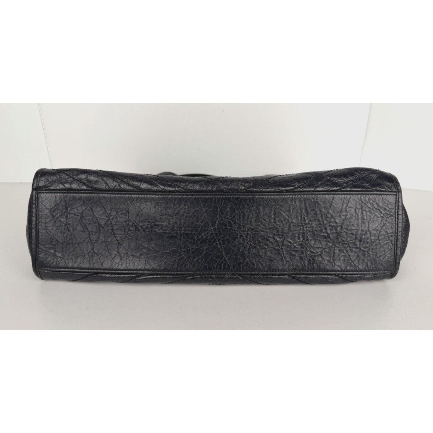 Saint Laurent Niki Shopper Tote Bag Large in Dark Navy Crinkled Leather S-13