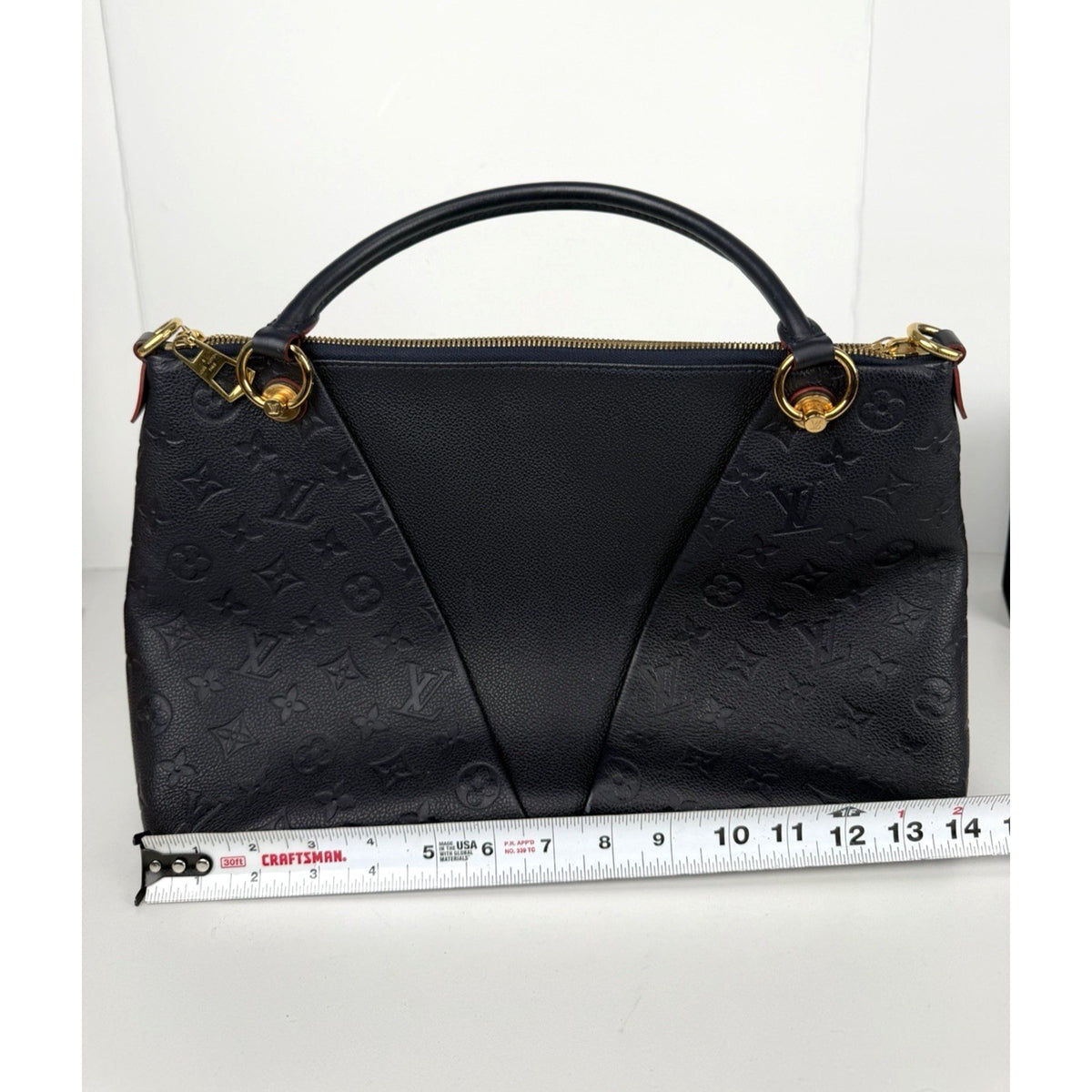 Louis Vuitton V Tote Shoulder Bag MM in LV Monogram Empreinte Leather 2019 S21