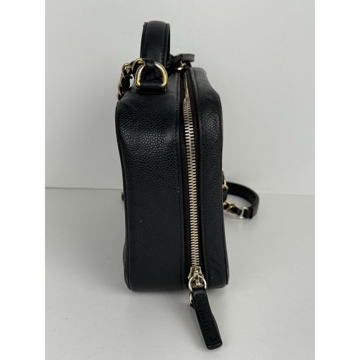 Chanel Caviar Quilted Small CC Filigree Vanity Case Black B-5