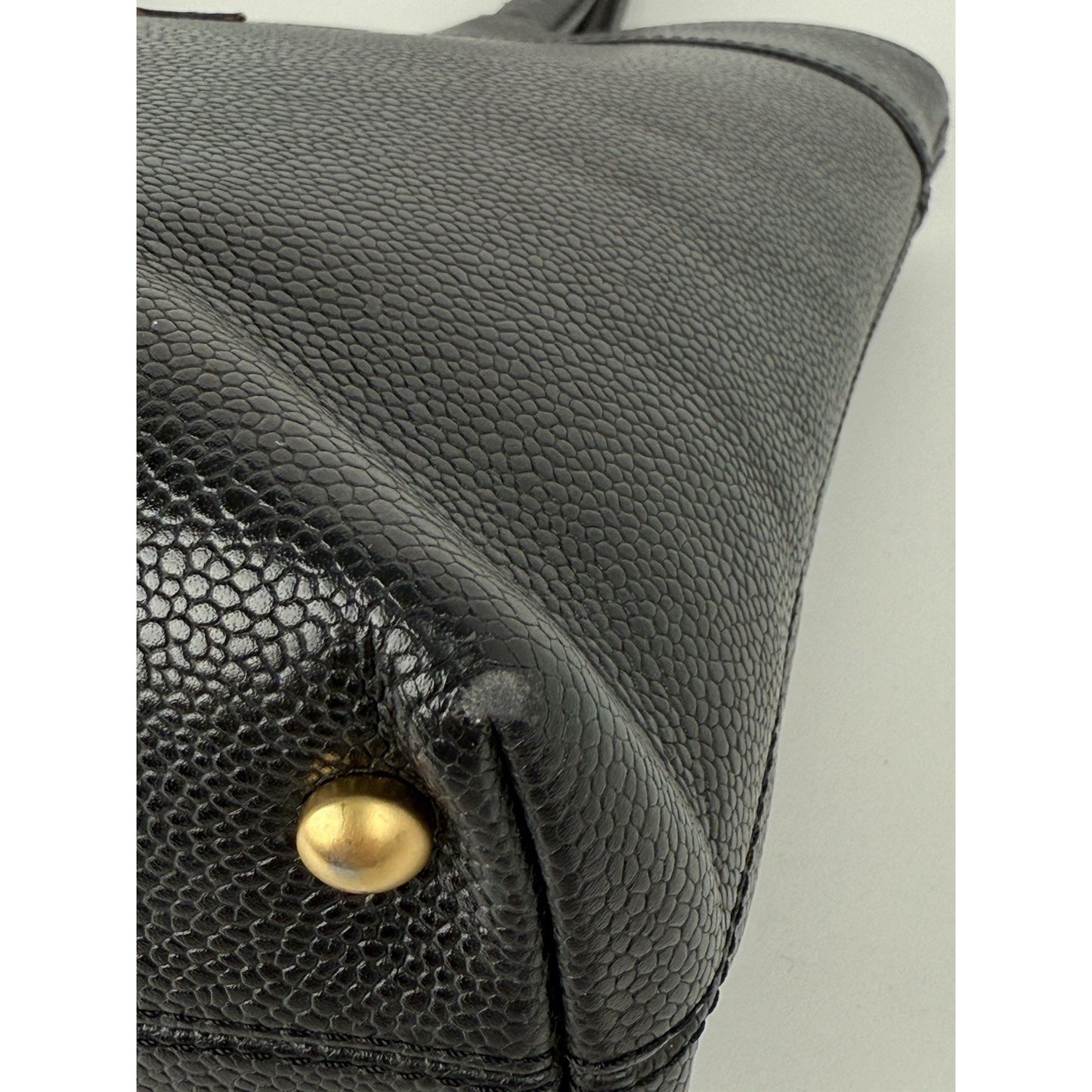 CHANEL Vintage CC Open Tote Black Caviar Leather Bag