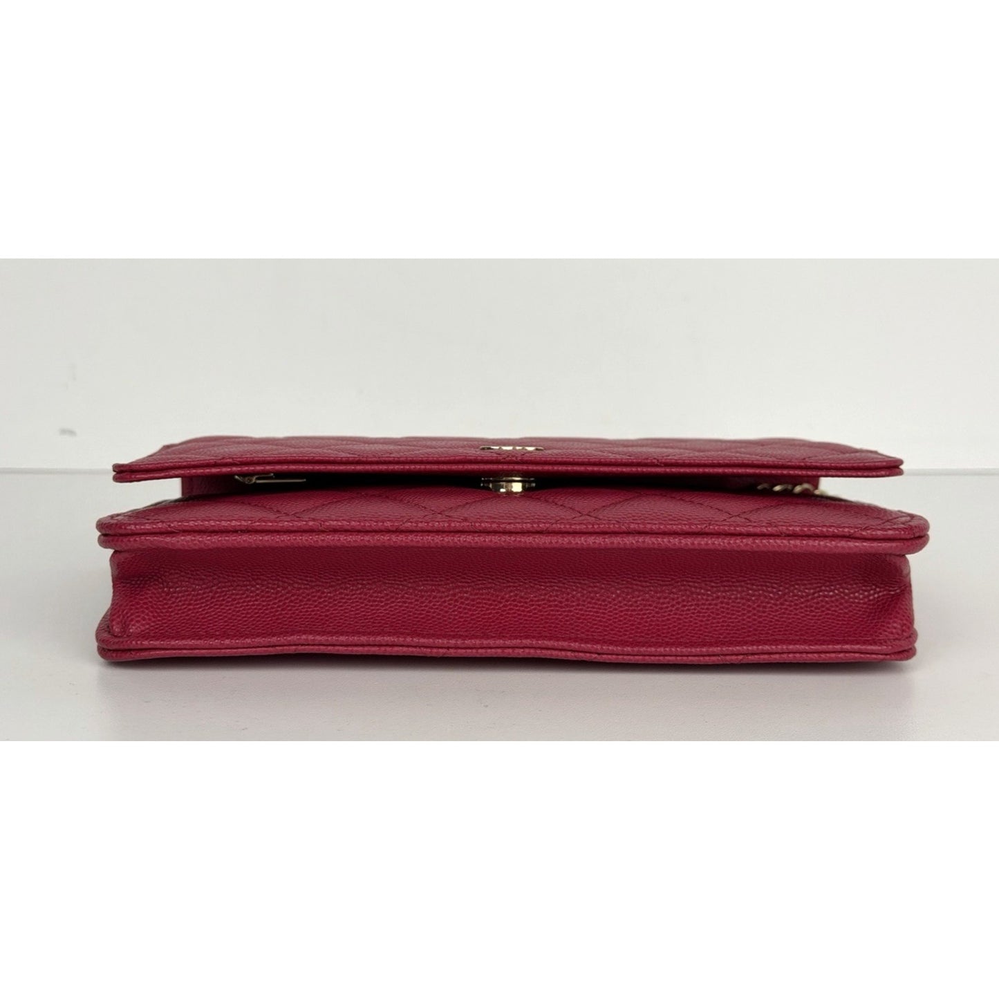 Chanel Classic Flap Wallet on Chain in Dark Pink Quilted Caviar Leather NFC U3