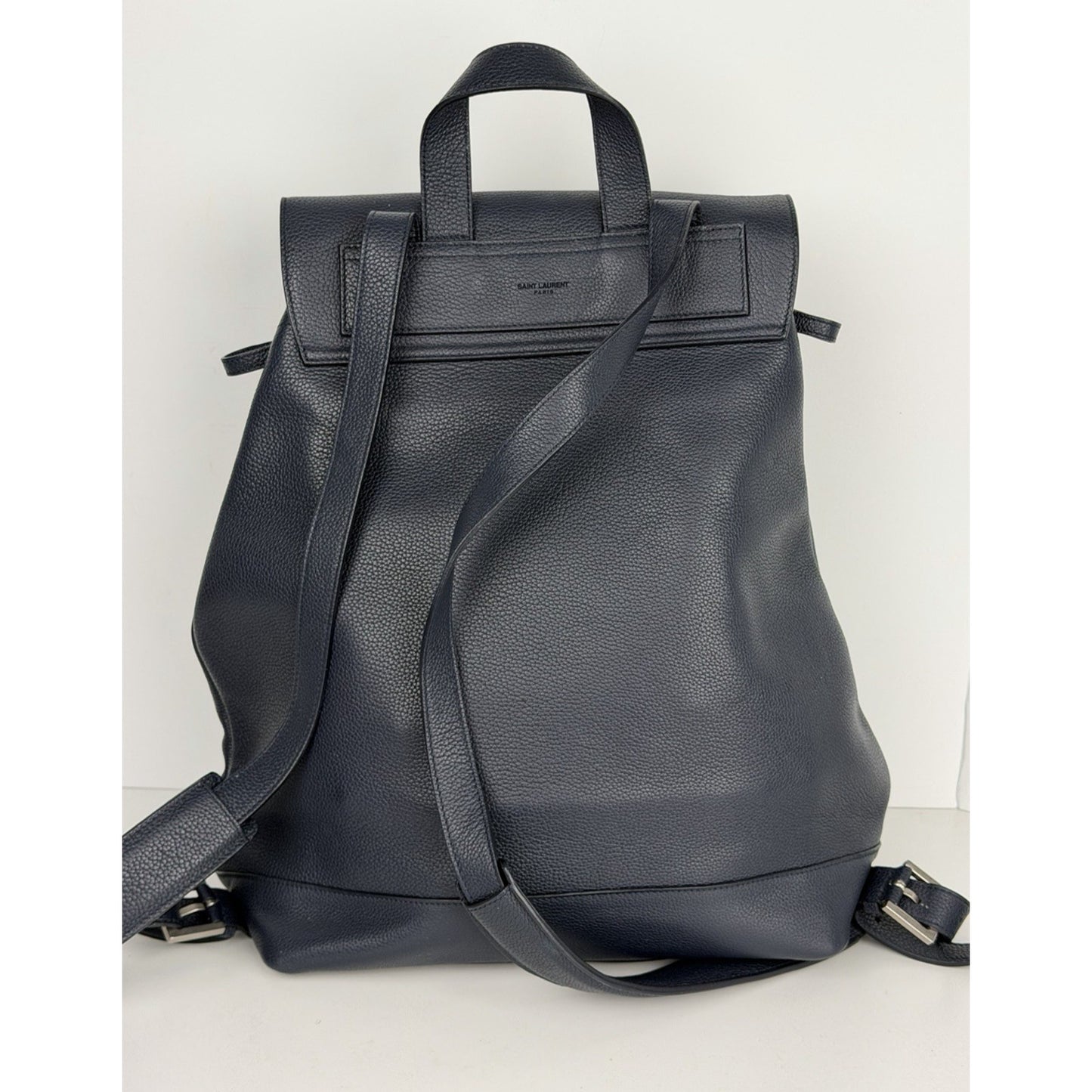 Saint Laurent Backpack Sac de Jour Grained Navy Calfskin Leather