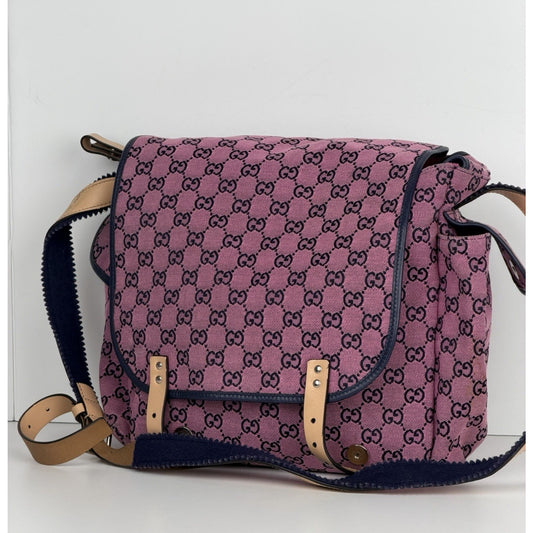 Gucci GG Multicolor Diaper Bag in Pink and Blue Monogram Canvas S