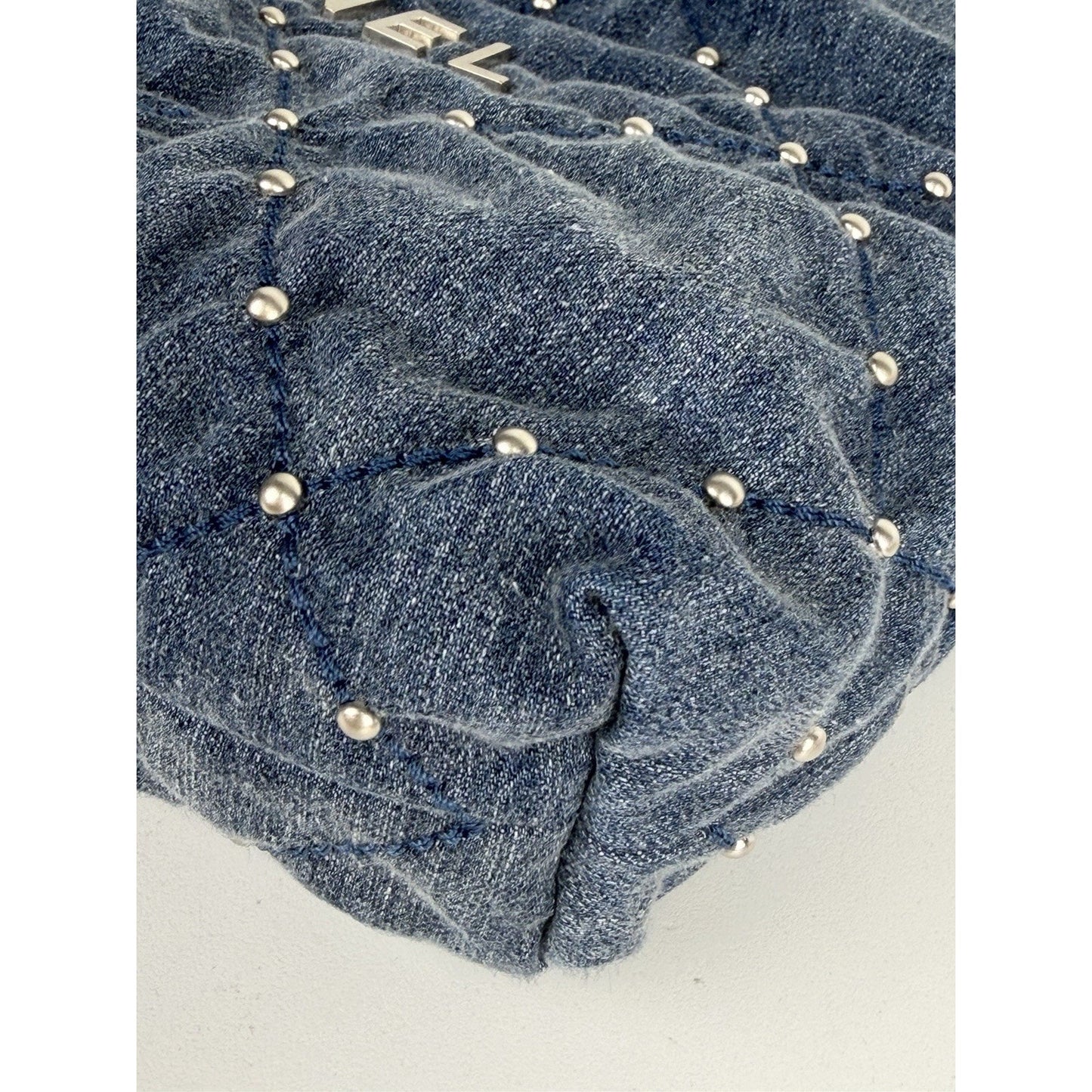 Chanel 22 Small Shoulder Hobo Bag in Denim With Studs and With a Pouch NFC E-3
