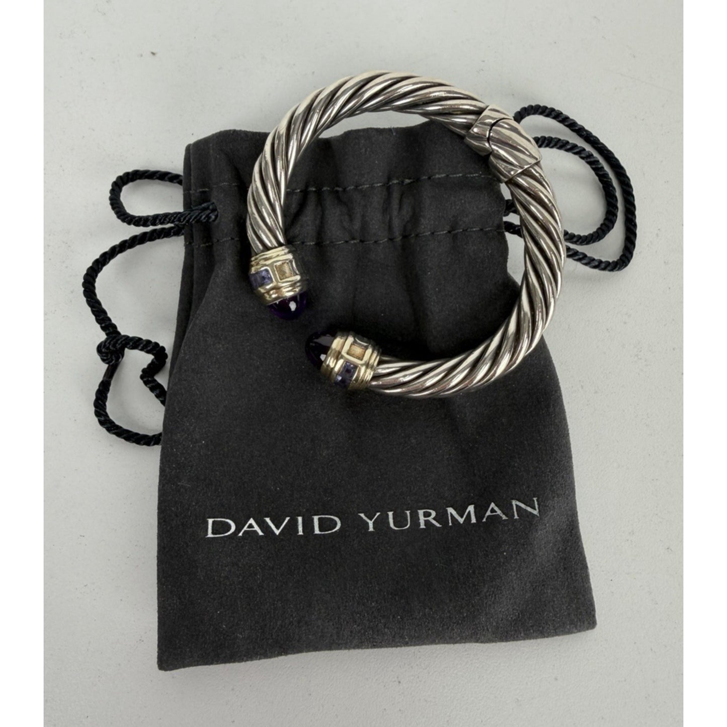 David Yurman Amethyst Cable Classic Bracelet 10mm in Sterling Silver & 14K Gold