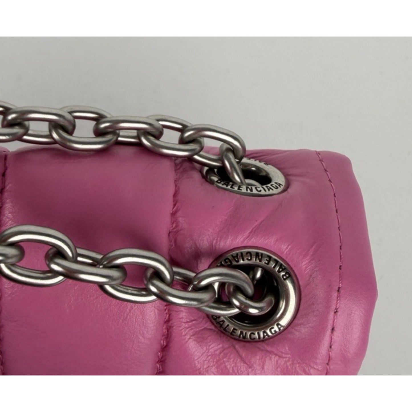 Balenciaga Monaco Mini Bag in Pink Quilted leather Silver HW E6