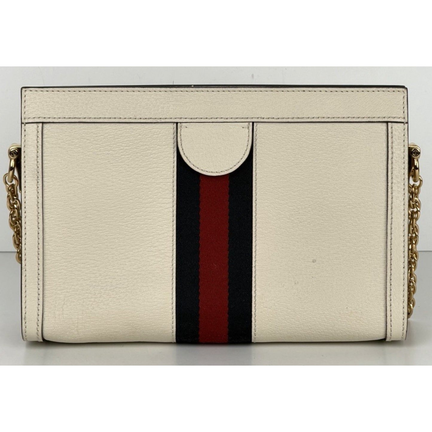 Gucci Ophidia Chain Shoulder Bag Small in White Calfskin Leather S19
