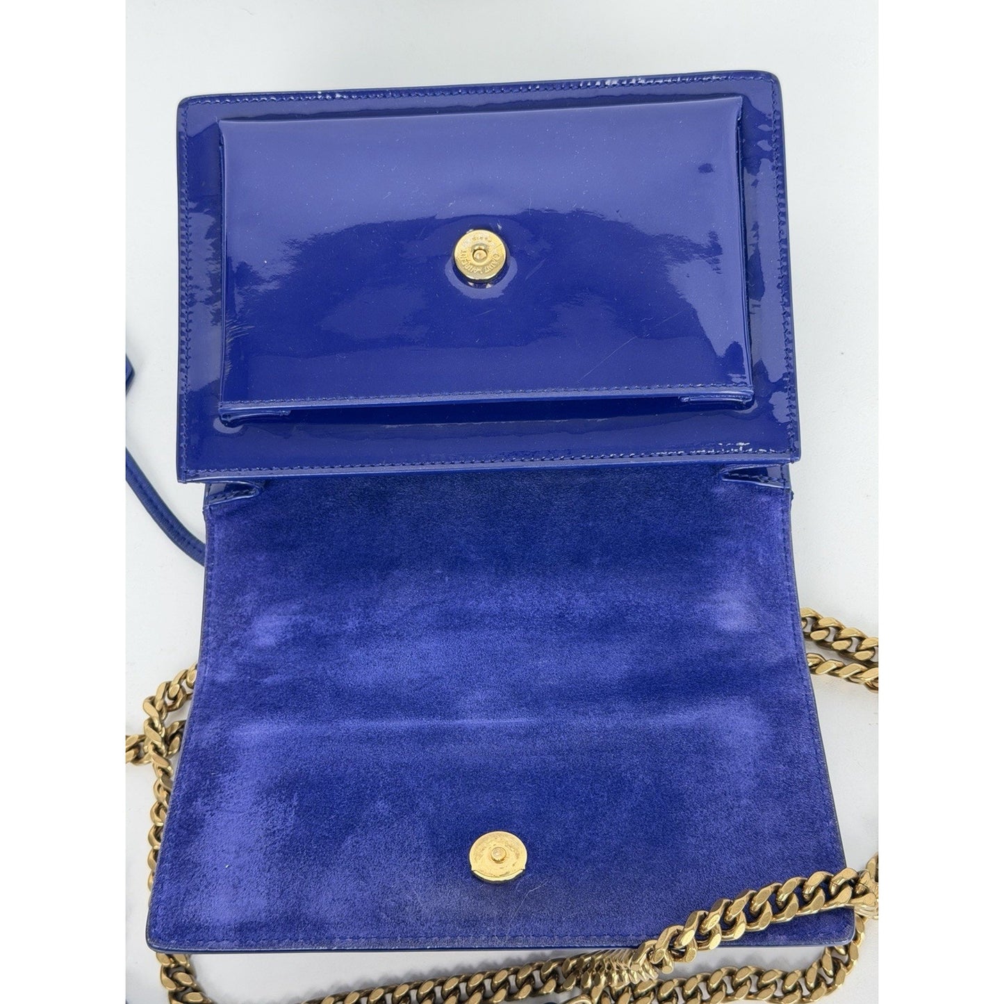 LAYAWAY Saint Laurent Patent Crossbody Small Monogram Sunset Bag in Royal Blue C3