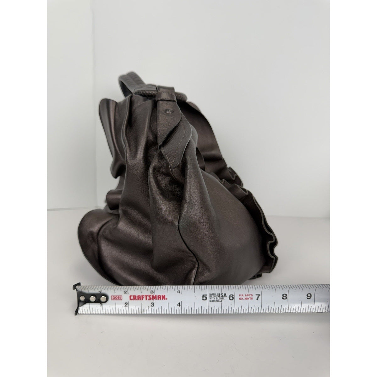 Prada Nappa PM Shoulder Bag in Brown Ruffle Leather S02
