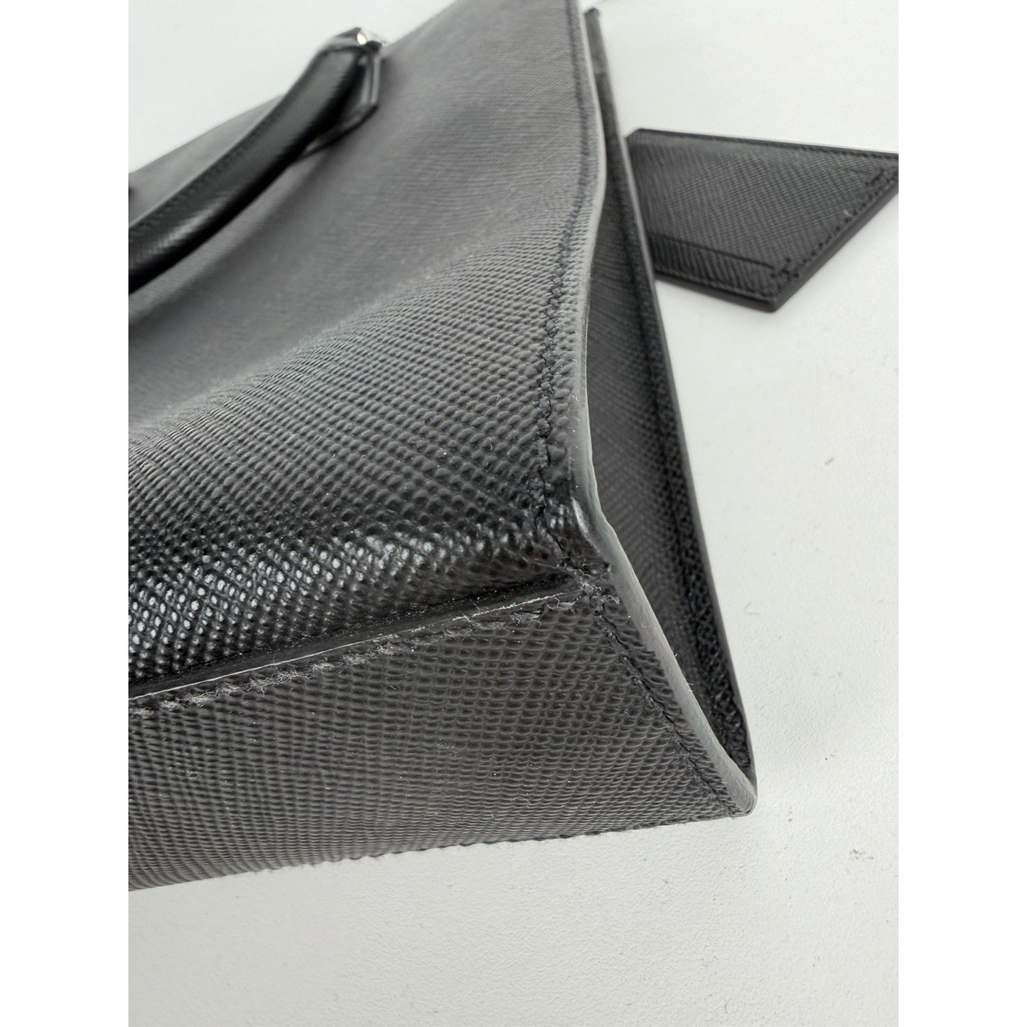 Prada Web Stripe Vertical Tote Bag Large in Black Saffiano Leather S-12