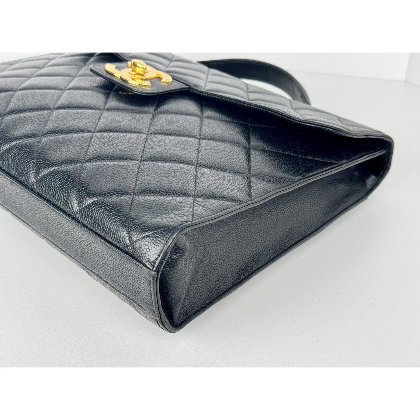Chanel Vintage Quilted Briefcase Black Caviar Leather