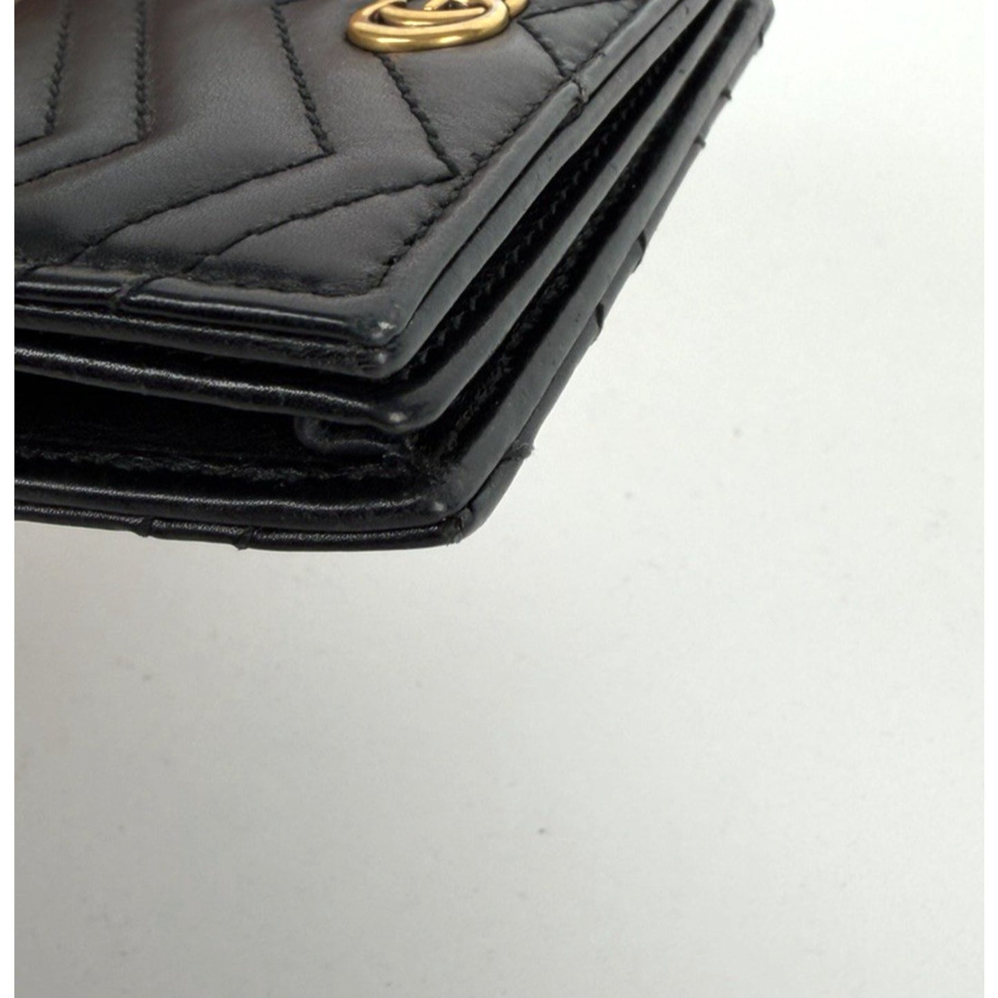 Gucci GG Marmont Matelasse Leather Card Case Wallet in Black K-3