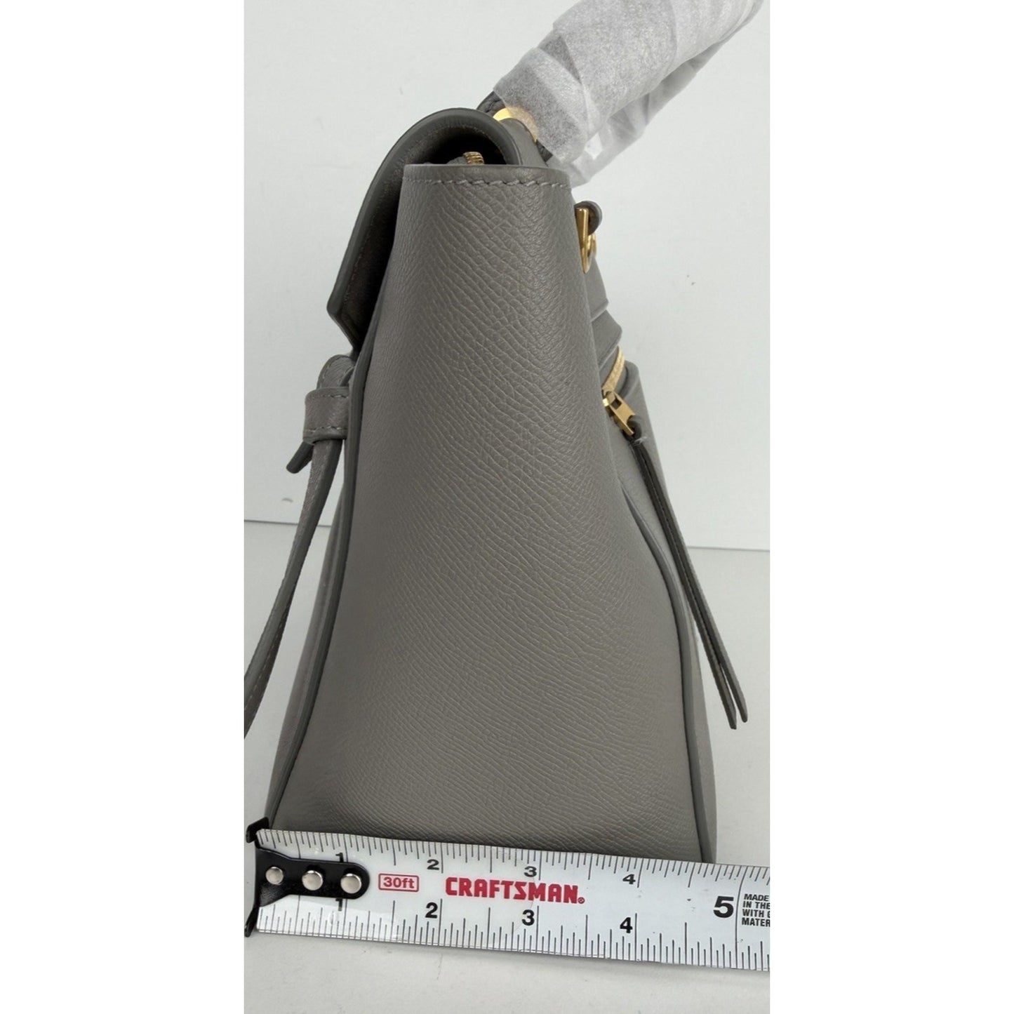 Celine Belt Micro Bag in Grey Grained Calfskin Leather by Phoebe Philo S-07