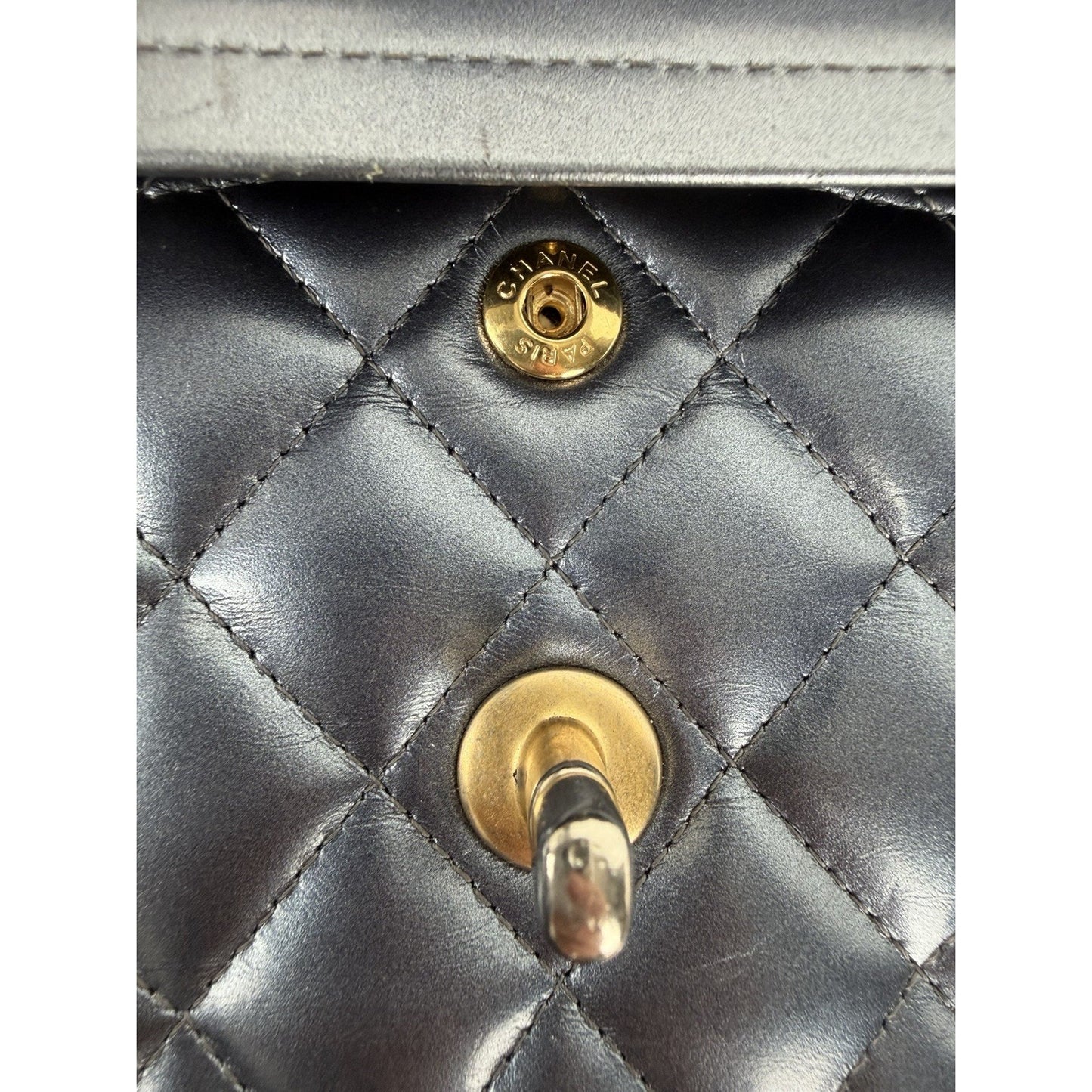 Chanel Classic Double Flap Bag Small in Metallic Navy Quilted Leather NFC B-6